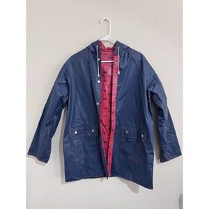 1980s Womans Whale Raincoat Y2K retro Navy And Red Reversible